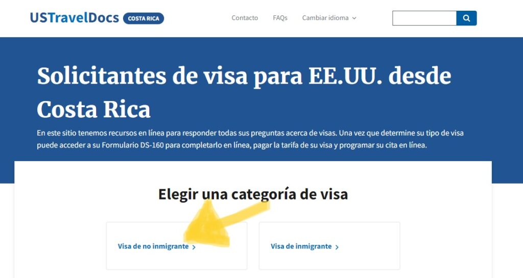 Formulario ds 160 visa americana