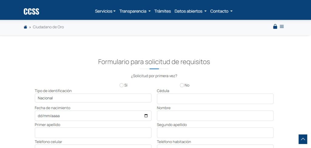 Formulario para solicitar tarjeta ciudadano de oro