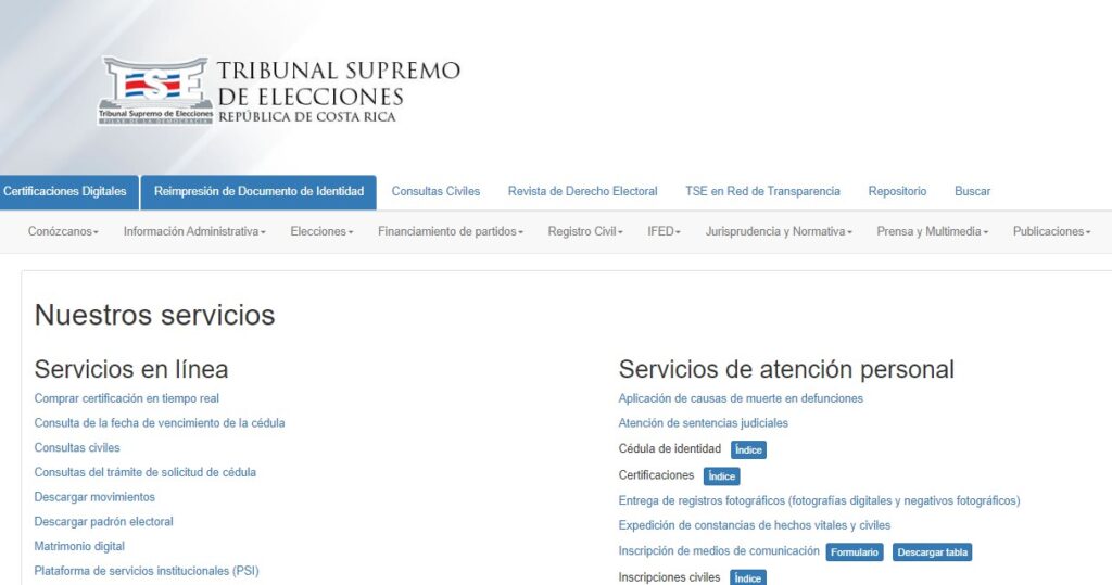 Reimpresión de documento de identidad Costa Rica