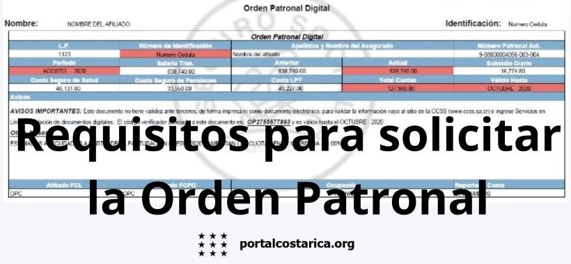 Requisitos para solicitar Orden Patronal